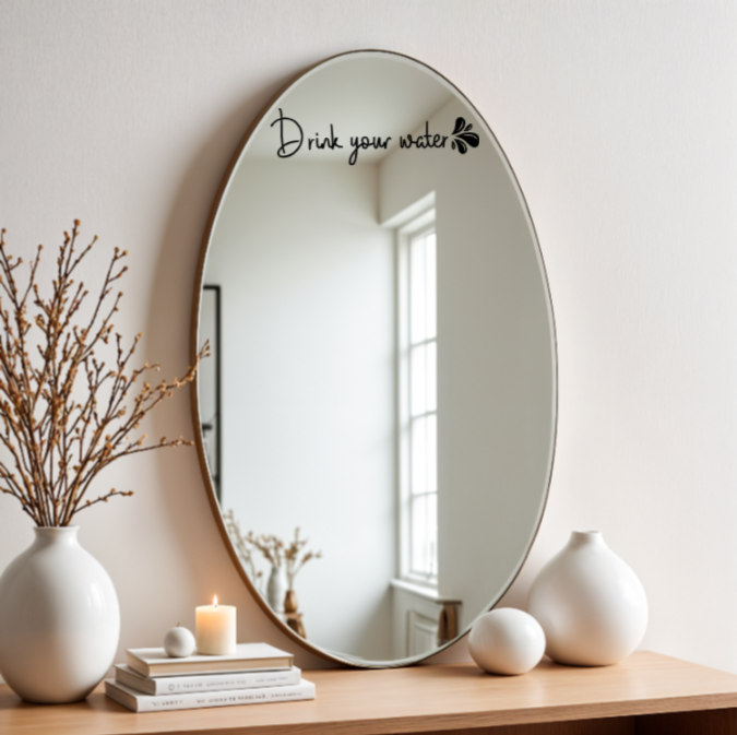 Drink Your Water Mirror Decal | Daily Reminder Sticker | Positive Affirmations | Self Care