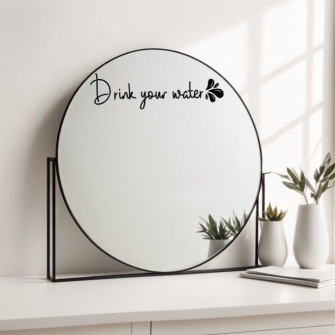 Drink Your Water Mirror Decal | Daily Reminder Sticker | Positive Affirmations | Self Care
